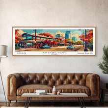Carregar imagem no visualizador da galeria, Arlington Texas Panoramic Painting Framed Canvas Print, Mid Century Modern Art, Pop Art Style, Travel Poster, Living Room Decor