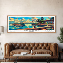 Load image into Gallery viewer, Chesapeake Virginia Panoramic Travel Poster Framed Canvas Print, Mid Century Modern Art, Pop Art Style, Wall Art Decor, Home Decoration