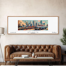 Load image into Gallery viewer, Atlanta Georgia Panoramic Painting, Mid Century Modern Framed Canvas Print, Retro Pop Art Travel Poster, Wall Decor, Gift Idea, Home Decor