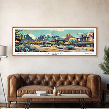 Load image into Gallery viewer, El Paso Texas Panoramic Wall Art, Retro Pop Art Framed Canvas Print, Mid Century Modern Travel Poster, Living Room Decor, Office Wall Art