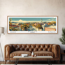 Load image into Gallery viewer, Athens Georgia Panoramic Painting, Mid Century Modern Framed Canvas Print, Retro Pop Art Travel Poster, Living Room Wall Art Decor, City Print