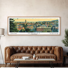 Load image into Gallery viewer, Berkeley California Panoramic Painting, Mid Century Modern Framed Canvas Print, Retro Pop Art Travel Poster, Home Decor, City Print