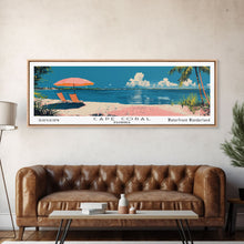 Carregar imagem no visualizador da galeria, Cape Coral Florida Panoramic Painting, Mid Century Modern Framed Canvas Print, Retro Pop Art Travel Poster, Home Decor, City Print