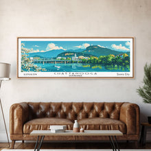 Cargar imagen en el visor de la galería, Chattanooga Tennessee Panoramic Painting, Mid Century Modern Framed Canvas Print, Retro Pop Art Travel Poster, Home Decor, City Print