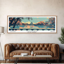 Load image into Gallery viewer, Columbia South Carolina Panoramic Painting, Mid Century Modern Framed Canvas Print, Retro Pop Art Travel Poster, City Art Gift, Home Decor