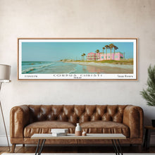 Load image into Gallery viewer, Corpus Christi Texas Panoramic Painting, Mid Century Modern Framed Canvas Print, Retro Pop Art Travel Poster, City Home Decor, Office Wall Art