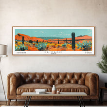 Load image into Gallery viewer, El Paso Texas Panoramic Painting, Mid Century Modern Framed Canvas Print, Retro Pop Art Travel Poster, Living Room Wall Decor
