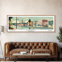 Carregar imagem no visualizador da galeria, Everett Washington Panoramic Painting, Mid Century Modern Framed Canvas Print, Retro Pop Art Travel Poster, Home Wall Decor