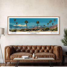 Carregar imagem no visualizador da galeria, Fontana California Panoramic Painting, Mid Century Modern Framed Canvas Print, Retro Pop Art Travel Poster, Living Room Wall Art