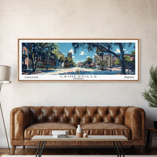 Load image into Gallery viewer, Gainesville Florida Panoramic Painting, Mid Century Modern Framed Canvas Print, Retro Pop Art Travel Poster, Home Wall Decor