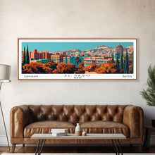Load image into Gallery viewer, El Paso Texas Panoramic Painting, Framed Canvas Print, Mid Century Modern Wall Art, Retro Pop Art Travel Poster, Home Decor, City Art
