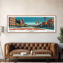 Carregar imagem no visualizador da galeria, Glendale Arizona Panoramic Painting, Mid Century Modern Framed Canvas Print, City Art, Retro Pop Art Travel Poster, Living Room Decor, City Wall Art, Home Office Decor