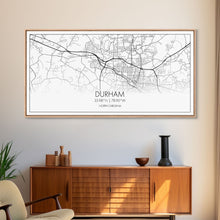 Load image into Gallery viewer, Durham Street Map, North Carolina Map, Map Art, Minimalist Art, Wall Art, Canvas Art, Trendy Room Décor, Bar Room Décor, Teacher Gift