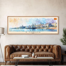 Carregar imagem no visualizador da galeria, A Coruña Spain Travel Art, City Art, Framed Canvas Print or Metal Wall Art, Europe Travel Poster, Panoramic Wall Art, Extra Wide Wall Art