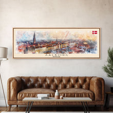 Carregar imagem no visualizador da galeria, Aalborg Denmark Travel Print Wall Art, Panoramic City Art, Travel Art, Wall Decor, Vacation Gift, Framed Canvas Print Or Metal Art