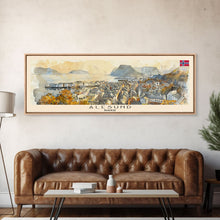 Carregar imagem no visualizador da galeria, Ålesund Norway Wall Art, Panoramic Travel Poster, Panoramic Framed Canvas Print, City Wall Art, Wall Hanging Home Decor, Travel Art