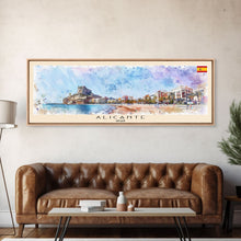 Carregar imagem no visualizador da galeria, Alicante Spain Travel Print Wall Art, Panoramic City Art, Travel Art, Wall Decor, Vacation Gift, Framed Canvas Print Or Metal Art