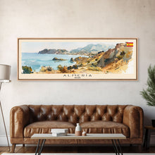 Load image into Gallery viewer, Almeria Spain Panoramic Travel Poster, Framed Canvas Print or Metal Wall Art, Travel Art, Home Decor, Panoramic Painting, Midcentury Art