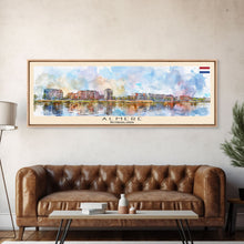 Load image into Gallery viewer, Almere Netherlands Wall Art, Panoramic Travel Poster, Panoramic Framed Canvas Print, City Wall Art, Wall Hanging Home Decor, Travel Art