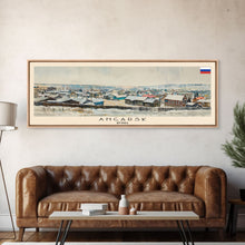 Load image into Gallery viewer, Angarsk Russia Panoramic Travel Poster, Framed Canvas Print or Metal Wall Art, Travel Art, Home Decor, Panoramic Painting, Midcentury Art
