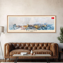 Load image into Gallery viewer, Batman TurkeyPanoramic Travel Poster, Framed Canvas Print or Metal Wall Art, Travel Art, Home Decor, Panoramic Painting, Midcentury Art