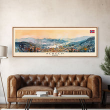 Load image into Gallery viewer, Bergen Norway Wall Art, Panoramic Travel Poster, Panoramic Framed Canvas Print, City Wall Art, Wall Hanging Home Decor, Travel Art