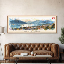 Load image into Gallery viewer, Biel Switzerland Wall Art, Panoramic Travel Poster, Panoramic Framed Canvas Print, City Wall Art, Wall Hanging Home Decor, Travel Art