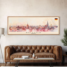 Load image into Gallery viewer, Bielefeld Germany Travel Print Wall Art, Panoramic City Art, Travel Art, Wall Decor, Vacation Gift, Framed Canvas Print Or Metal Art