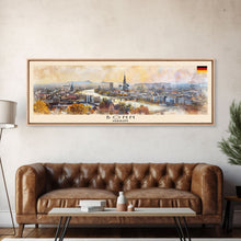 Load image into Gallery viewer, Bonn Germany Travel Print Wall Art, Panoramic City Art, Travel Art, Wall Decor, Vacation Gift, Framed Canvas Print Or Metal Art