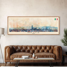 Load image into Gallery viewer, Brescia Italy Travel Print Wall Art, Panoramic City Art, Travel Art, Wall Decor, Vacation Gift, Framed Canvas Print Or Metal Art