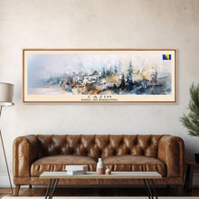 Cargar imagen en el visor de la galería, Cazin Bosnia Travel Art, City Art, Framed Canvas Print or Metal Wall Art, Europe Travel Poster, Panoramic Wall Art, Extra Wide Wall Art