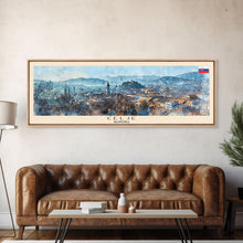 Cargar imagen en el visor de la galería, Celje Slovenia Panoramic Travel Poster, Framed Canvas Print or Metal Wall Art, Travel Art, Home Decor, Panoramic Painting, Midcentury Art