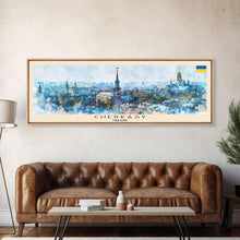 Cargar imagen en el visor de la galería, Cherkasy Ukraine Travel Art, City Art, Framed Canvas Print or Metal Wall Art, Europe Travel Poster, Panoramic Wall Art, Extra Wide Wall Art