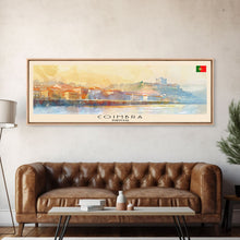Load image into Gallery viewer, Coimbra Portugal Travel Art, City Art, Framed Canvas Print or Metal Wall Art, Europe Travel Poster, Panoramic Wall Art, Extra Wide Wall Art