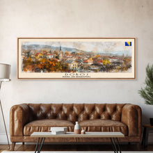 Load image into Gallery viewer, Doboj Bosnia Travel Print Wall Art, Panoramic City Art, Travel Art, Wall Decor, Vacation Gift, Framed Canvas Print Or Metal Art