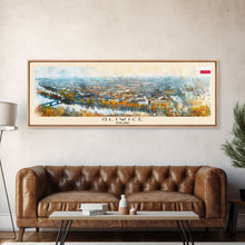 Carregar imagem no visualizador da galeria, Gliwice Poland Panoramic Travel Poster, Framed Canvas Print or Metal Wall Art, Travel Art, Home Decor, Panoramic Painting, Midcentury Art