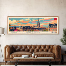 Carregar imagem no visualizador da galeria, Aalborg Denmark Wall Art, Panoramic Travel Poster, Panoramic Framed Canvas Print, City Wall Art, Wall Hanging Home Decor, Travel Art