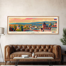 Load image into Gallery viewer, Angarsk Russia Panoramic Travel Poster, Framed Canvas Print or Metal Wall Art, Travel Art, Home Decor, Panoramic Painting, Midcentury Art