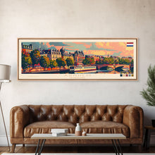 Load image into Gallery viewer, Arnhem Netherlands Wall Art, Panoramic Travel Poster, Panoramic Framed Canvas Print, City Wall Art, Wall Hanging Home Decor, Travel Art