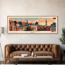 Load image into Gallery viewer, Augsburg Germany Panoramic Travel Poster, Framed Canvas Print or Metal Wall Art, Travel Art, Home Decor, Panoramic Painting, Midcentury Art