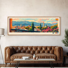 Carregar imagem no visualizador da galeria, Badajoz Spain Wall Art, Panoramic Travel Poster, Panoramic Framed Canvas Print, City Wall Art, Wall Hanging Home Decor, Travel Art
