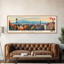 Load image into Gallery viewer, Bielsko Biala Poland Travel Art, City Art, Framed Canvas Print or Metal Wall Art, Europe Travel Poster, Panoramic Wall Art, Extra Wide Wall Art