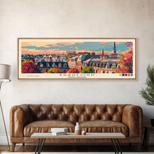 Load image into Gallery viewer, Bradford United Kingdom Travel Print Wall Art, Panoramic City Art, Travel Art, Wall Decor, Vacation Gift, Framed Canvas Print Or Metal Art