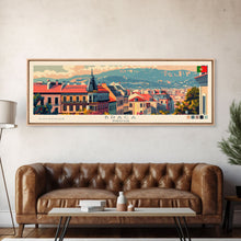 Load image into Gallery viewer, Braga Portugal Travel Art, City Art, Framed Canvas Print or Metal Wall Art, Europe Travel Poster, Panoramic Wall Art, Extra Wide Wall Art