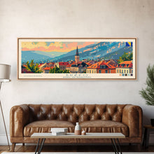 Load image into Gallery viewer, Brčko Bosnia Wall Art, Panoramic Travel Poster, Panoramic Framed Canvas Print, City Wall Art, Wall Hanging Home Decor, Travel Art