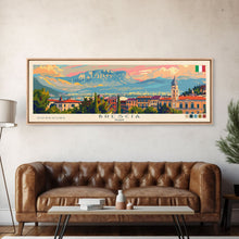 Load image into Gallery viewer, Brescia Italy Travel Print Wall Art, Panoramic City Art, Travel Art, Wall Decor, Vacation Gift, Framed Canvas Print Or Metal Art
