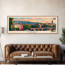 Load image into Gallery viewer, Bristol United Kingdom Panoramic Travel Poster, Framed Canvas Print or Metal Wall Art, Travel Art, Home Decor, Panoramic Painting, Midcentury Art