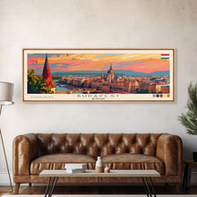 Carregar imagem no visualizador da galeria, Budapest Hungary Travel Art, City Art, Framed Canvas Print or Metal Wall Art, Europe Travel Poster, Panoramic Wall Art, Extra Wide Wall Art