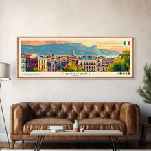 Carregar imagem no visualizador da galeria, Cagliari Italy Wall Art, Panoramic Travel Poster, Panoramic Framed Canvas Print, City Wall Art, Wall Hanging Home Decor, Travel Art
