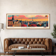Cargar imagen en el visor de la galería, Charleroi Belgium Travel Print Wall Art, Panoramic City Art, Travel Art, Wall Decor, Vacation Gift, Framed Canvas Print Or Metal Art